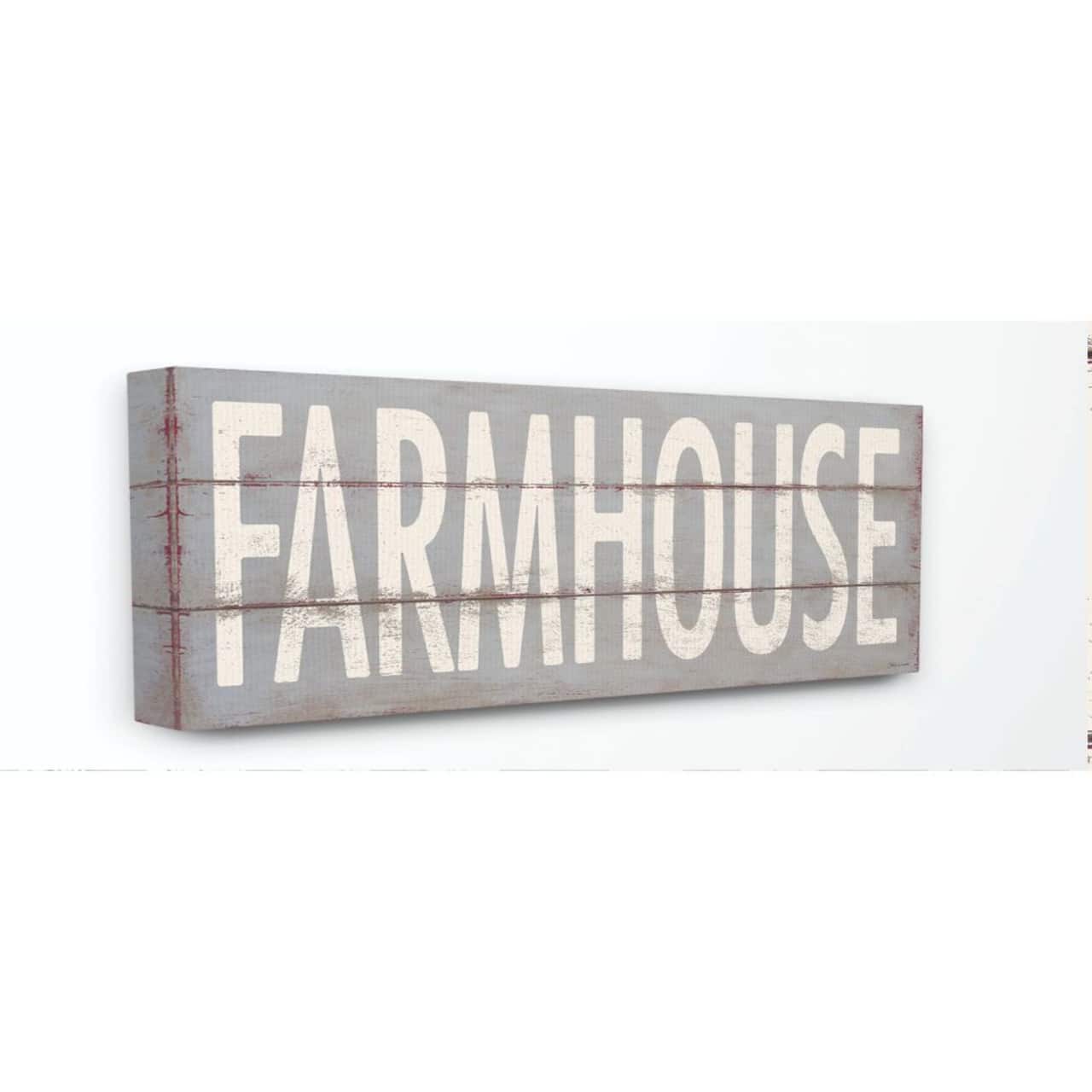 Stupell Industries Farmhouse Rustic Wood Textured Gray Word Design Canvas Wall Art